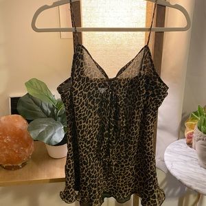 100% SILK CHEETAH TIE FRONT FLOWY CAMI🐾